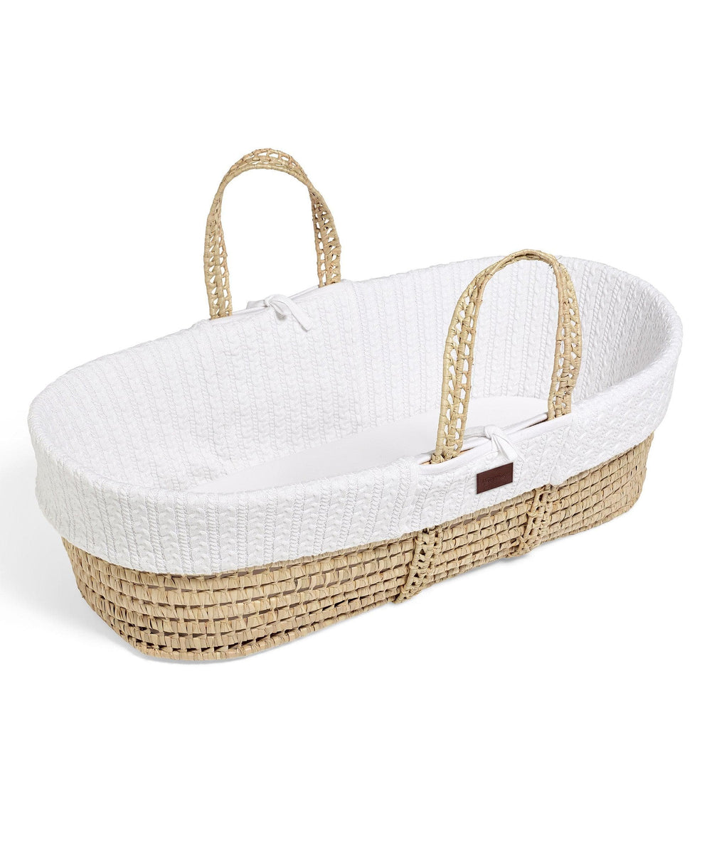 Little Green Sheep Moses Basket & Rocking Stand - White / Natural