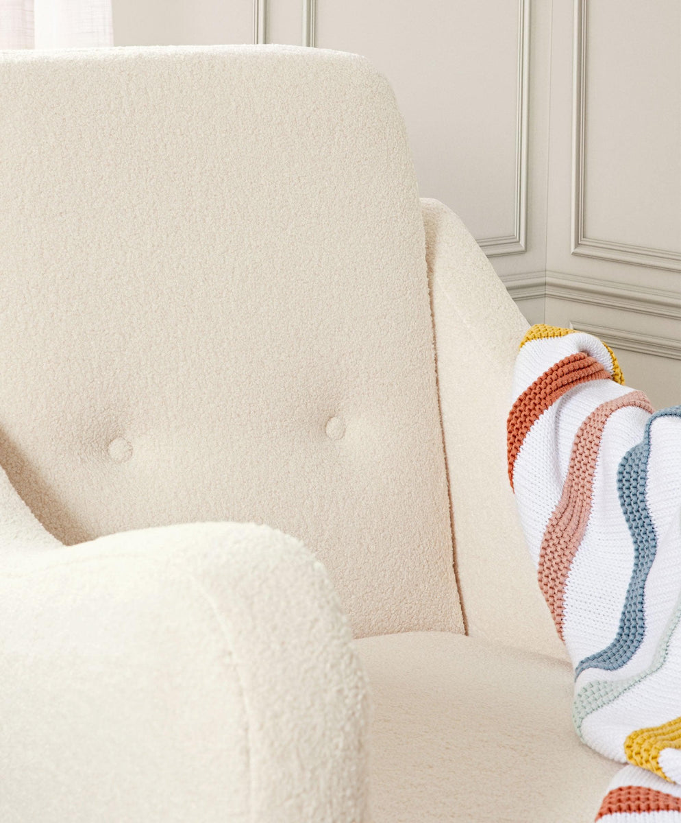 Bowdon Nursing Chair & Footstool - Off-White Boucle – Mamas & Papas UK