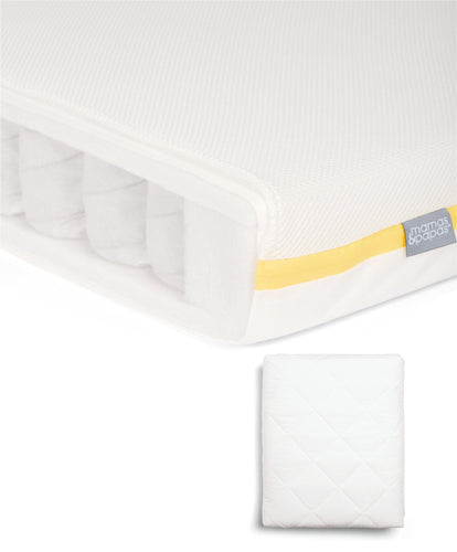 Essential Airflow Spring Cotbed Mattress & Anti-Allergy Quilted Mattress Protector Bundle