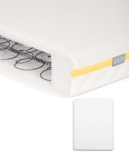 Essential Airflow Spring Cotbed Mattress & Anti-Allergy Terry Towelling Mattress Protector Bundle