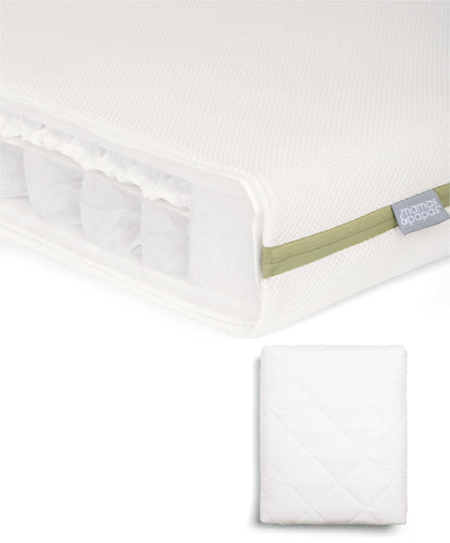 Premium Micro Motion Cotbed Mattress & Anti-Allergy Quilted Mattress Protector Bundle