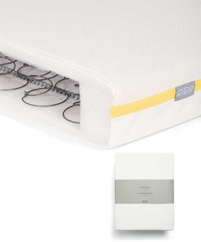 Essential Airflow Spring Cotbed Mattress & Fitted Sheets (2 Pack) - White