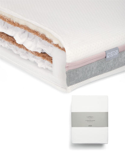 Luxury Hybrid Twin Cotbed Mattress & Fitted Sheets (2 Pack) - White