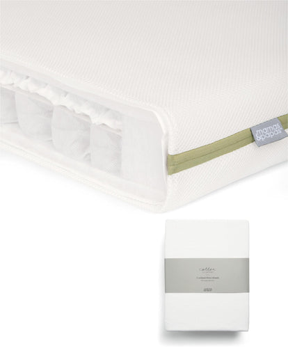 Premium Micro Motion Cotbed Mattress & Fitted Sheets (2 Pack) - White