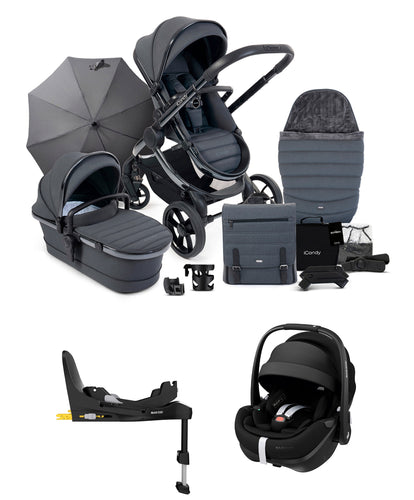 iCandy Peach 7 Complete Pushchair Bundle with Maxi-Cosi Pebble 360 Pro² Car Seat & Base - Dark Grey