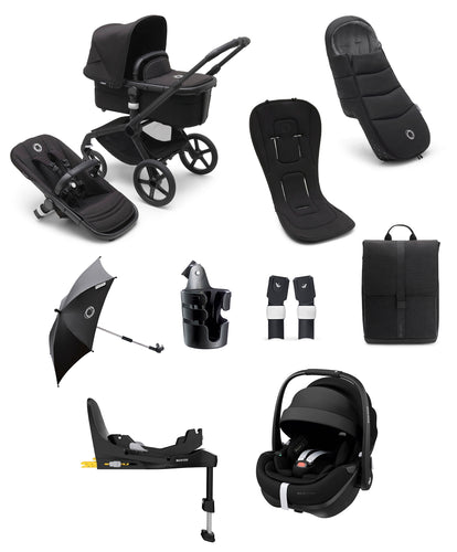 Bugaboo Fox 5 Essential 9 Piece Travel System with Maxi-Cosi Pebble 360 Pro² and Base - Midnight Black