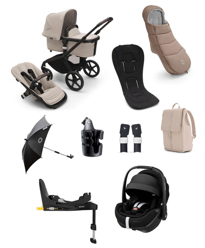 Bugaboo Fox 5 Essential Pushchair Bundle with Maxi-Cosi Pebble 360 Pro² Car Seat - Desert Taupe