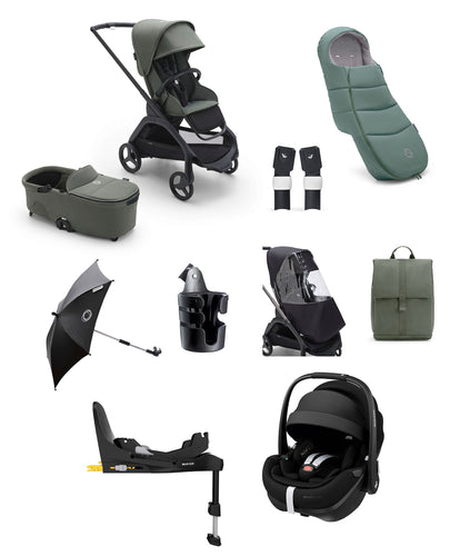 Bugaboo Dragonfly Ultimate 9 Piece Bundle with Maxi-Cosi Pebble 360 Pro² Car Seat & Base - Forest Green