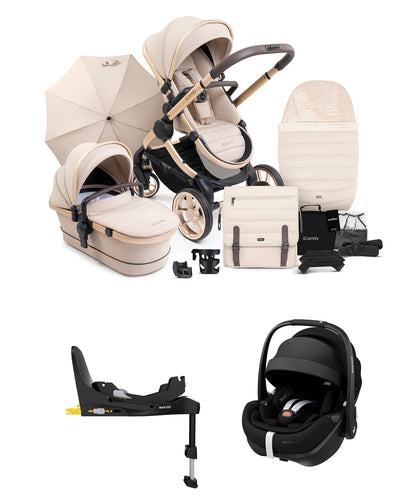 iCandy Peach 7 Complete Pushchair Bundle with Maxi-Cosi Pebble 360 Pro2 Car Seat & Base – Biscotti