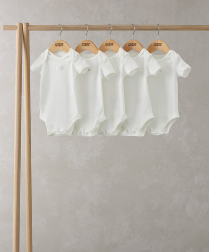 Organic Shortsleeved Bodysuits (5 Pack) - White