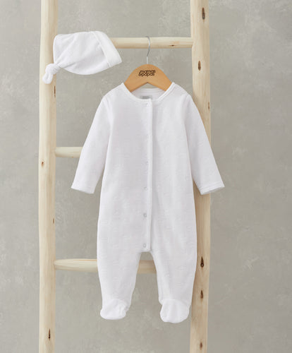 Velour Cloud All-in-One with Hat - 2 Piece Set - White