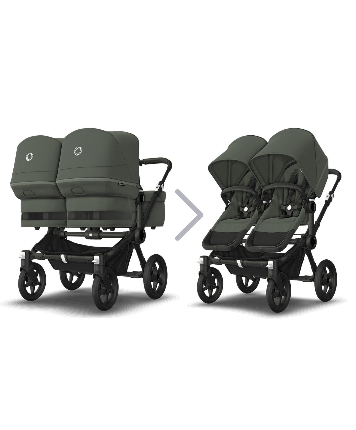 Bugaboo Donkey 5 Twin Carrycot & Seat Pushchair - Forest Green 