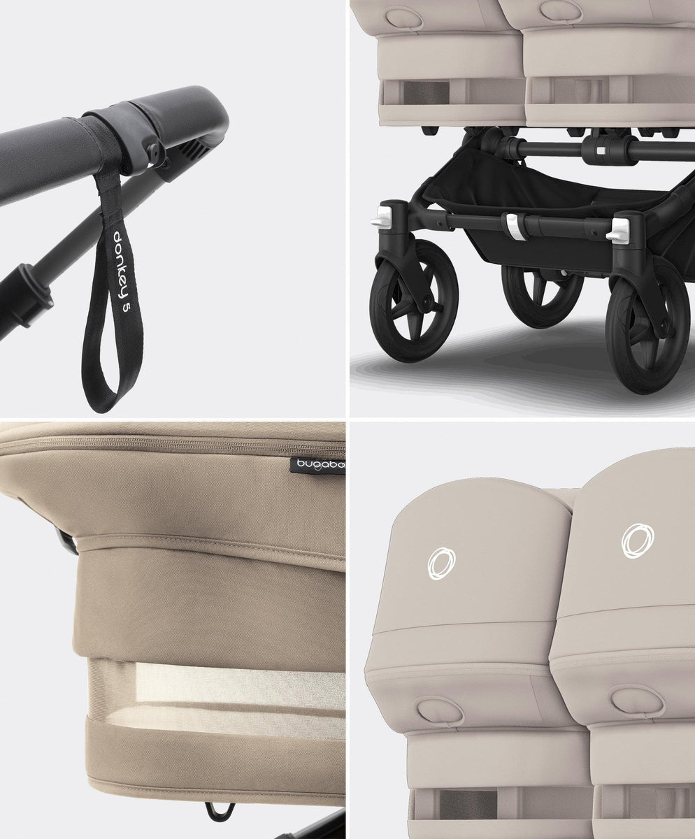 Bugaboo Donkey 5 Twin Pushchair & Carrycot with Extension Set - Desert ...