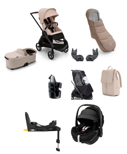 Bugaboo Pushchairs Bugaboo Dragonfly Ultimate 9 Piece Bundle with Maxi-Cosi Pebble 360 Pro² Car Seat & Base - Taupe