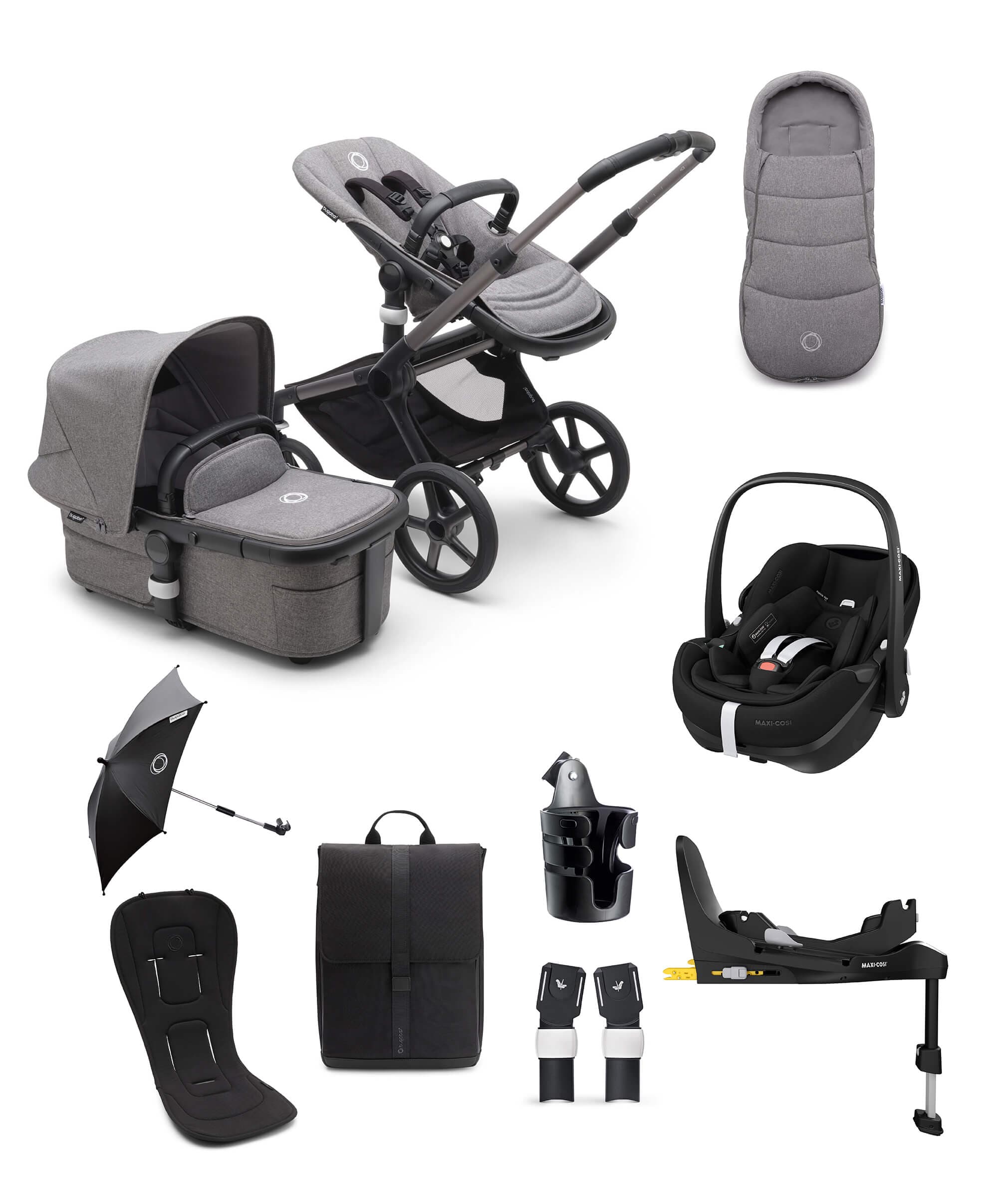 Bugaboo Fox 5 Travel System Bundle - Graphite/Grey - Eurobaby