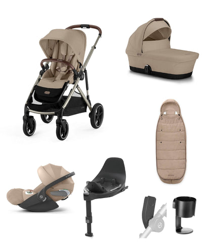 Cybex Cybex Gazelle S Pushchair Bundle with Cloud T i-Size Baby Car Seat & Base (7 Pieces) - Almond Beige