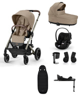 Cybex Pushchairs Cybex Balios Bundle with Cybex Cloud G i-Size Rotating Baby Car Seat & Rotating Base (7 Pieces) – Almond Beige