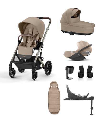 Cybex Pushchairs Cybex Balios Bundle with Cybex Cloud T i-Size Rotating Baby Car Seat (7 Pieces) - Almond Beige