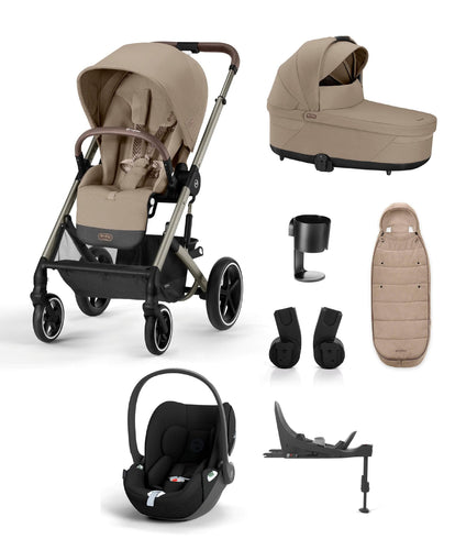 Cybex Pushchairs Cybex Balios Bundle with Cybex Cloud T i-Size Rotating Baby Car Seat & Rotating Base (7 Pieces) – Almond Beige