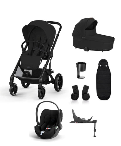 Cybex Pushchairs Cybex Balios Bundle with Cybex Cloud T i-Size Rotating Baby Car Seat & Rotating Base (7 Pieces) - Moon Black