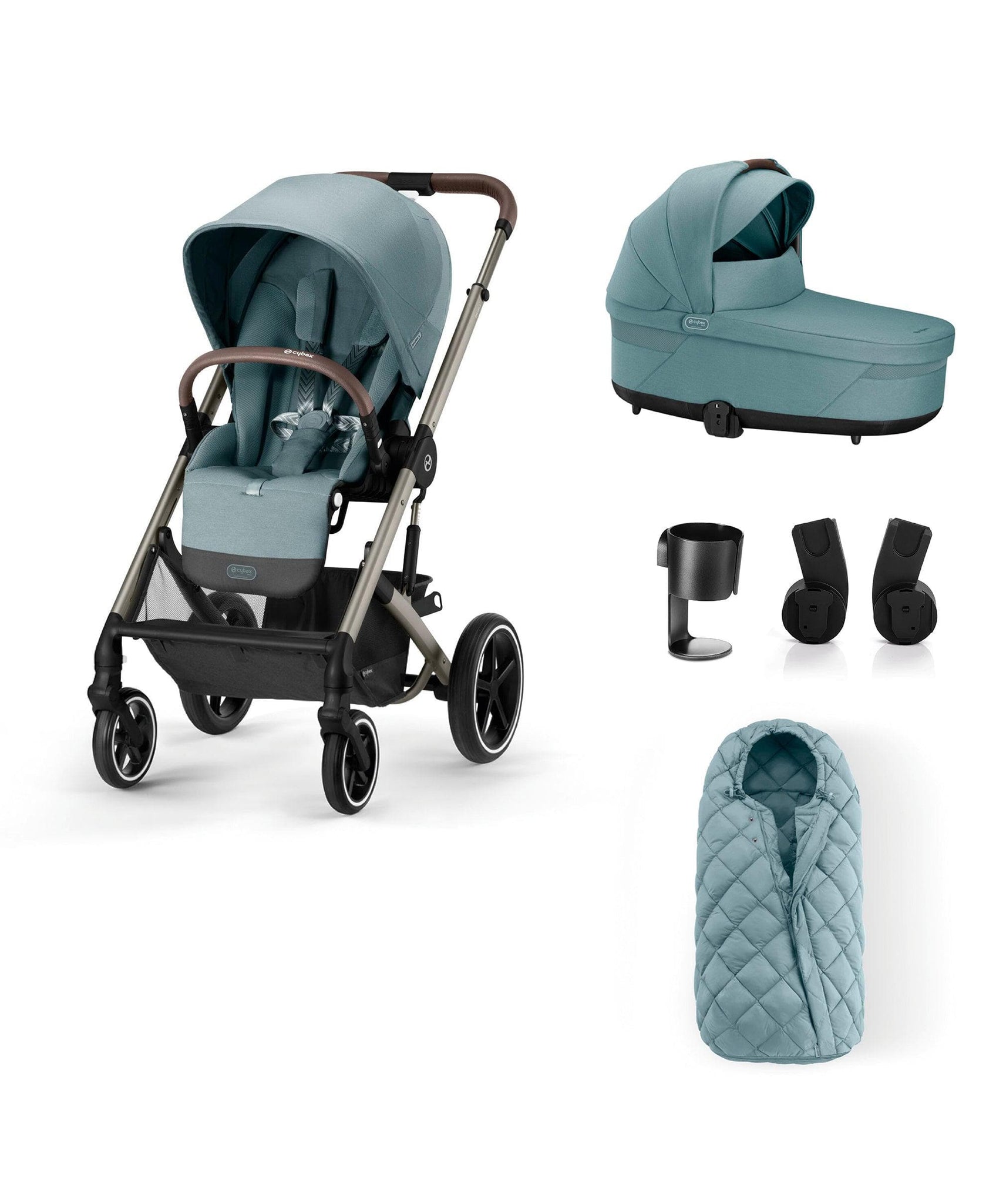 Cybex Balios S Lux Essential Pushchair Bundle 5 Pieces Sky Blue Mamas Papas UK