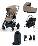 Cybex Pushchairs Cybex Balios S Lux Comfort Pushchair Bundle with Cybex Aton B2 Car Seat & Base (7 Pieces) – Almond Beige