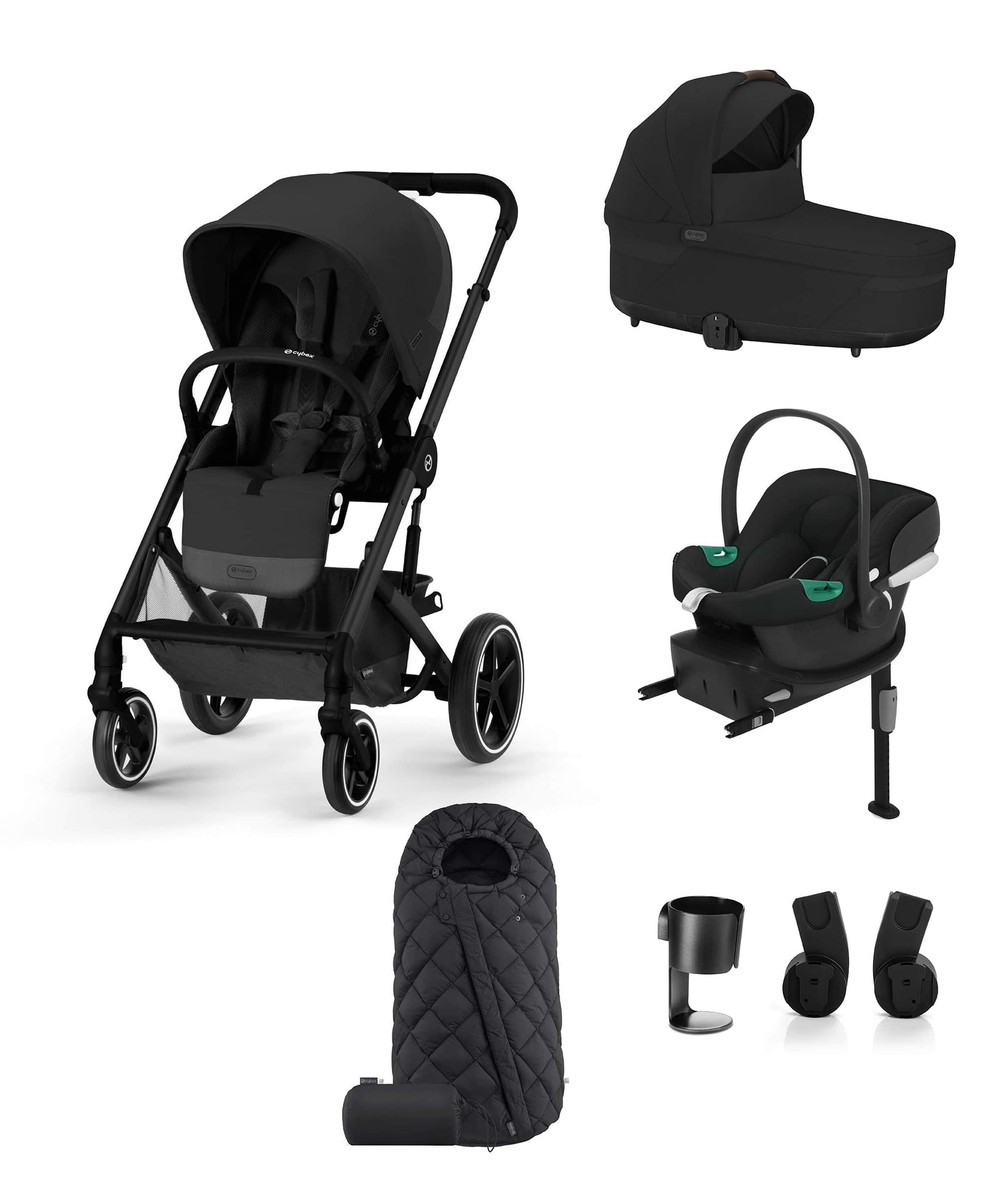 Cybex Balios S Lux Black Comfort Aton B2 Bundle - Moon Black