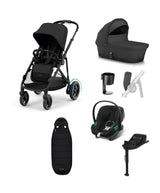 Cybex Pushchairs Cybex e-Gazelle S Electric Single to Double Pushchair Bundle with Cybex Aton B2 i-Size & Base (6 Pieces) – Black