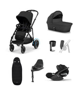 Cybex Pushchairs Cybex e-Gazelle S Electric Single to Double Pushchair Bundle with Cybex Cloud T i-Size Rotating Car Seat & Base (7 Pieces) – Black