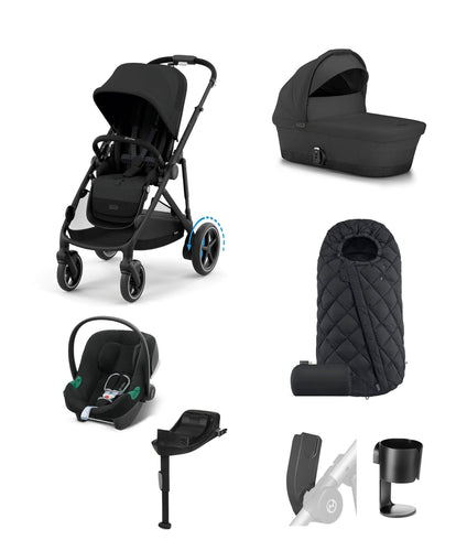 Cybex Pushchairs Cybex eGazelle Pushchair Bundle with Cybex Aton B2 Car Seat (6 Pieces) - Moon Black