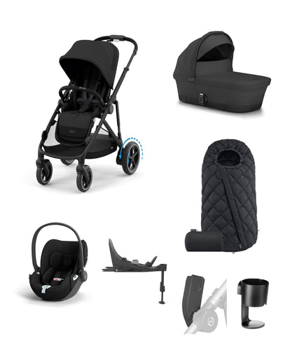 Cybex Pushchairs Cybex eGazelle Pushchair Bundle with Cybex Cloud T Car Seat & Base (7 Pieces) - Moon Black