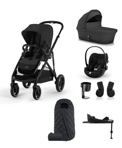 Cybex Pushchairs Cybex Gazelle S Pushchair Bundle (7 Pieces) with Cybex Cloud G Car Seat - Moon Black