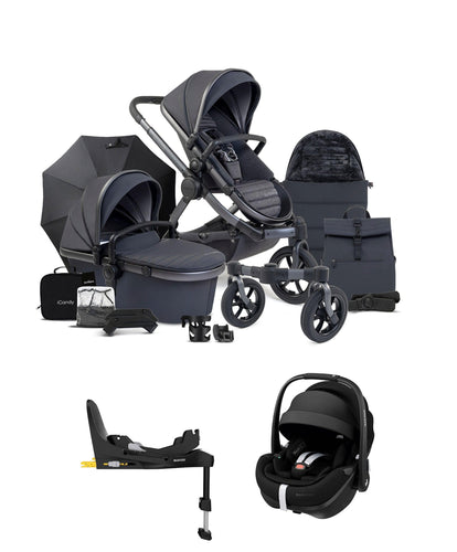 iCandy Pushchairs iCandy Peach 7 All-Terrain Complete Pushchair Bundle with Maxi-Cosi Pebble 360 Pro² Car Seat & Base - Storm Grey