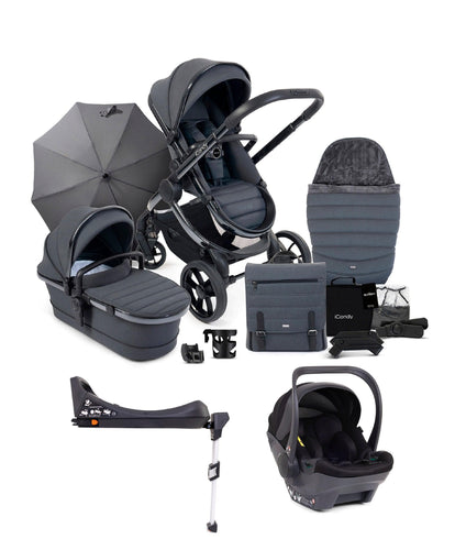 iCandy Pushchairs iCandy Peach 7 Complete Pushchair Bundle with Cocoon Car Seat - Dark Grey/Black