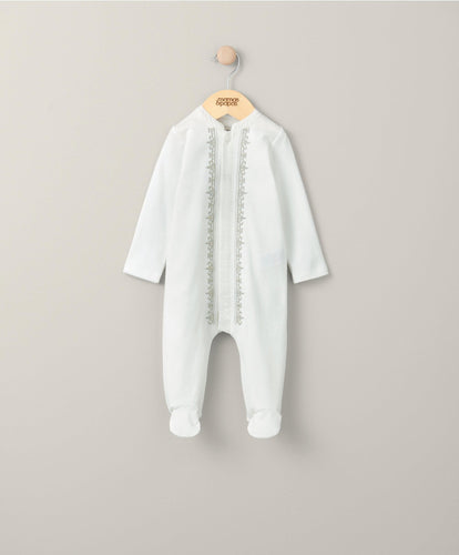 Mamas & Papas All-in-Ones & Bodysuits Embroidered Eid Sleepsuit - White