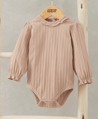 Mamas & Papas All-in-Ones & Bodysuits Lace Trim Bodysuit - Pink