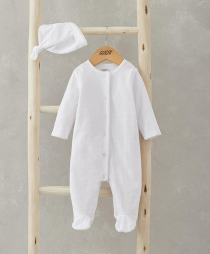 Mamas & Papas All-in-Ones & Bodysuits Velour Cloud All-in-One with Hat - 2 Piece Set - White