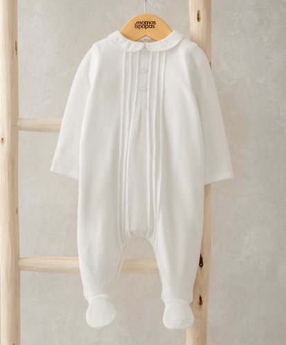 Mamas & Papas All-in-Ones & Bodysuits Velour Sleepsuit - White