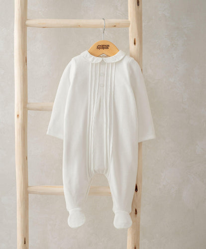 Mamas & Papas All-in-Ones & Bodysuits Velour Sleepsuit - White