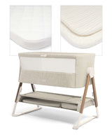 Lua Bedside Crib and Sheet Bundle - Fawn/Oatmeal