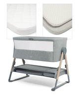 Lua Bedside Crib and Sheet Bundle - Grey Star/Grey Stripe