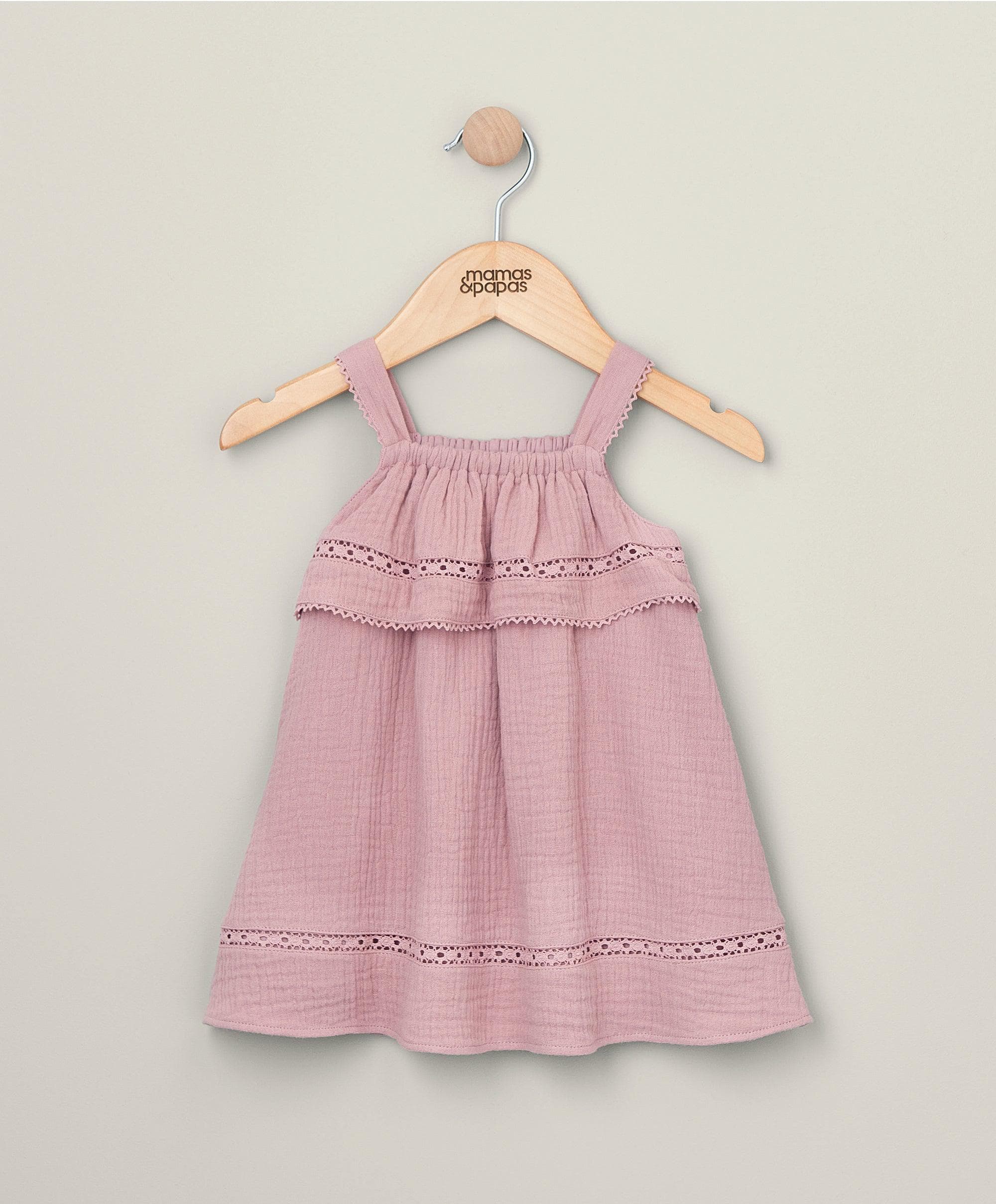 Cheeky Plum Baby Dress Size 6-12 months Pink Grey Floral Pin Dot Dot Ruffle  Tie