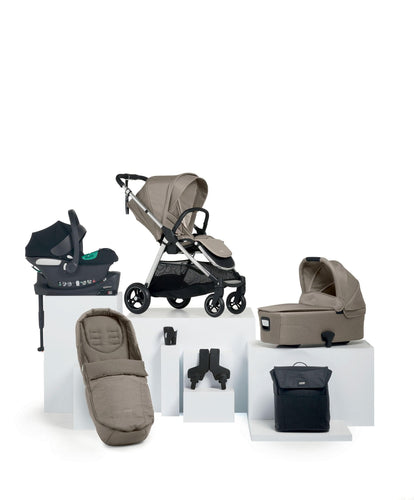 Mamas & Papas Flip XT³ Complete Pushchair Bundle with Cybex Aton B2 i-Size Infant Car Seat & Base (7 Pieces) – Fawn