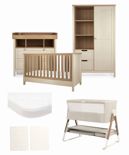 Mamas & Papas Furniture Sets Harwell Nursery Bundle with Lua Bedside Crib (6 Piece) – Cashmere