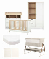 Mamas & Papas Furniture Sets Harwell Nursery Bundle with Lua Bedside Crib (6 Piece) – White