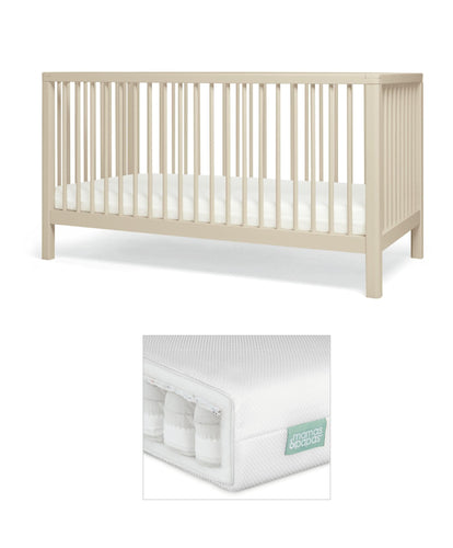 Mamas & Papas Furniture Sets Solo Cotbed & Premium Pocket Spring Matress Bundle - Cashmere