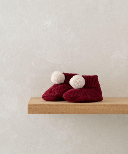 Mamas & Papas Hats & Booties Pom Pom Booties - Red