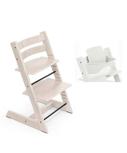 Mamas & Papas Highchairs Tripp Trapp Highchair & Baby Set Bundle - White Wash