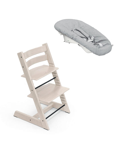 Mamas & Papas Highchairs Tripp Trapp Highchair & Newborn Set Bundle - White Wash
