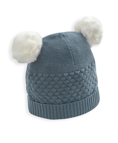 Mamas & Papas Knitted Pom Hat - Petrol Blue